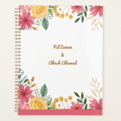 Elegant Floral Dual Name Bridal Shower Planner