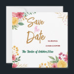 Elegant Floral Dual Name save the date<br><div class="desc">Celebrate love and togetherness with this beautifully designed Bridal Shower Invitation featuring soft watercolor florals in warm autumn tones of blush, yellow, and green. This customizable card highlights both names—Nil Zaman and Akash Ahamed—in bold Art Deco-inspired typography, making it perfect for a modern and inclusive celebration. The clean, elegant layout...</div>