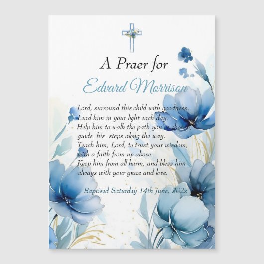 Elegant Floral Dusty Blue Baptism (Front)
