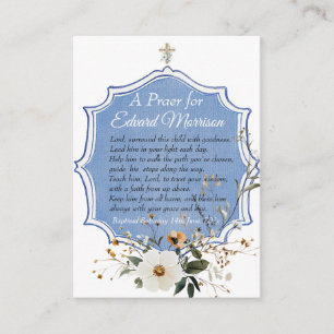 Elegant Floral Dusty Blue Baptism Enclosure Card