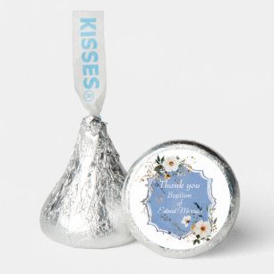 Elegant Floral Dusty Blue Baptism Hershey®'s Kisses®