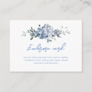 Elegant Floral Dusty Blue Bridal Shower Enclosure Card