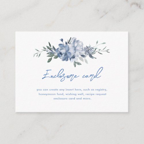Elegant Floral Dusty Blue Bridal Shower Enclosure Card