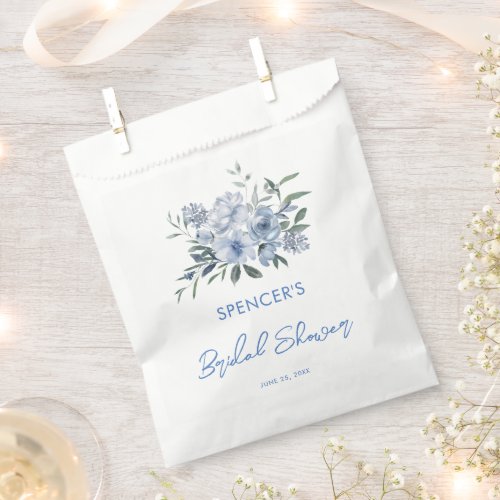 Elegant Floral Dusty Blue Bridal Shower Favor Bag