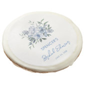 Elegant Floral Dusty Blue Bridal Shower Favor Sugar Cookie (Angled)