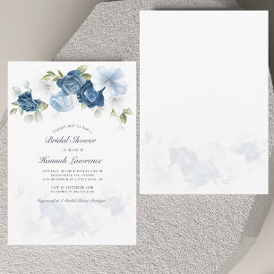 Elegant Floral Dusty Blue Bridal Shower Invitation