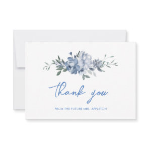 Elegant Floral Dusty Blue Bridal Shower Thank You Card