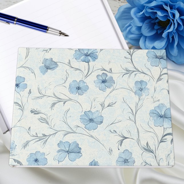 Elegant Floral Dusty Blue Country Garden Wedding Guest Book (Creator Uploaded)
