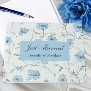Elegant Floral Dusty Blue Country Garden Wedding Guest Book