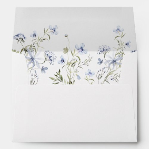 Elegant Floral Dusty Blue Greenery Wedding Envelope