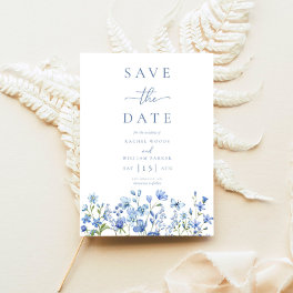 Elegant Floral Dusty Blue Wedding Save The Date