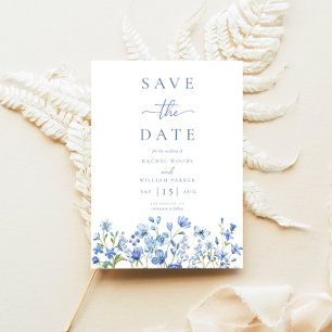 Elegant Floral Dusty Blue Wedding Save The Date