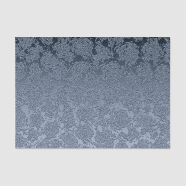 Elegant Floral Dusty Blue White Pattern Tissue Paper (Front)