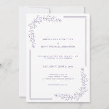 Elegant Floral Dusty Lilac Wedding Invitation