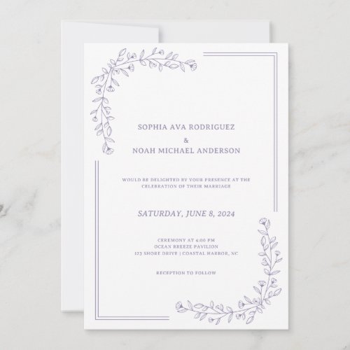 Elegant Floral Dusty Lilac Wedding Invitation