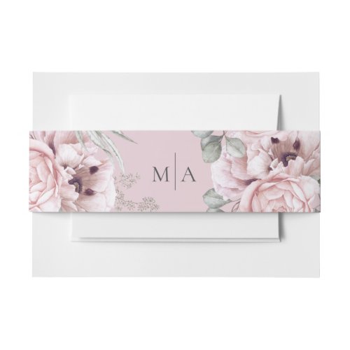 Elegant Floral Dusty Rose and Mauve Wedding Invitation Belly Band