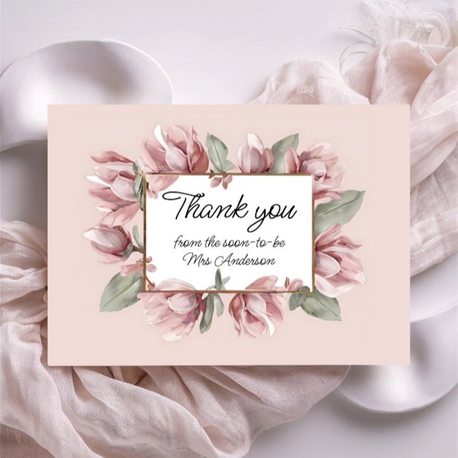 Elegant  Floral Dusty Rose Blush Thank You Card (Creator Uploaded)