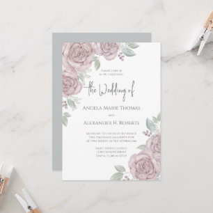 Elegant Floral Dusty Rose Classic Rose Flowers Invitation