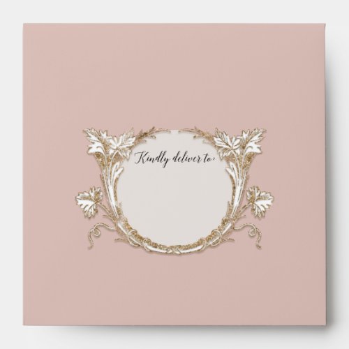 Elegant Floral Dusty Rose Gold Glitter Wedding Envelope