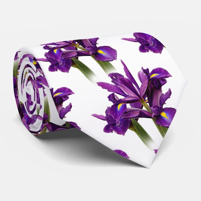 Elegant Floral Dutch Iris Purple Sensation Neck Tie (Rolled)