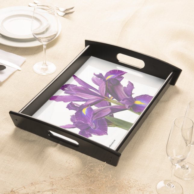 Elegant Floral Dutch Iris Purple Sensation Serving Tray (Front)