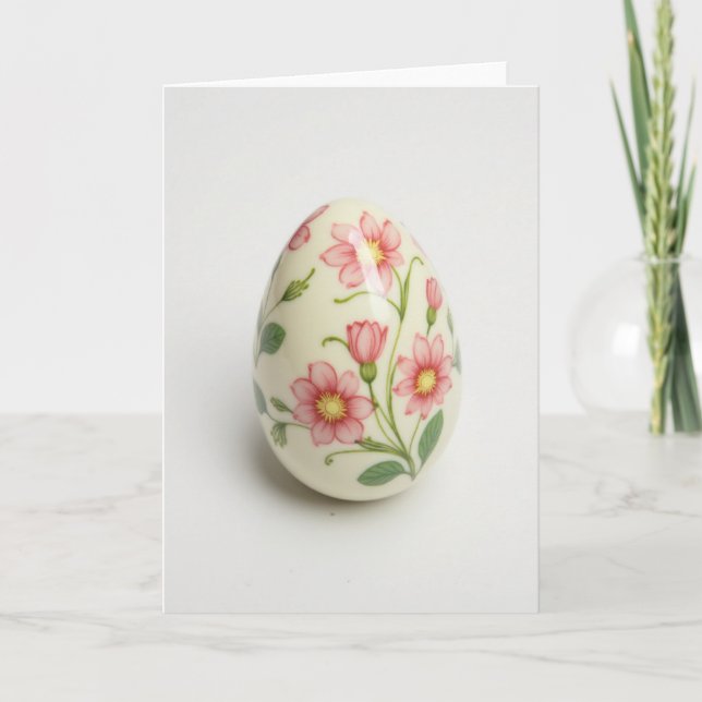 Elegant Floral Egg Art Card (Front)