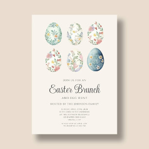 Elegant Floral Eggs Easter Brunch Invitation