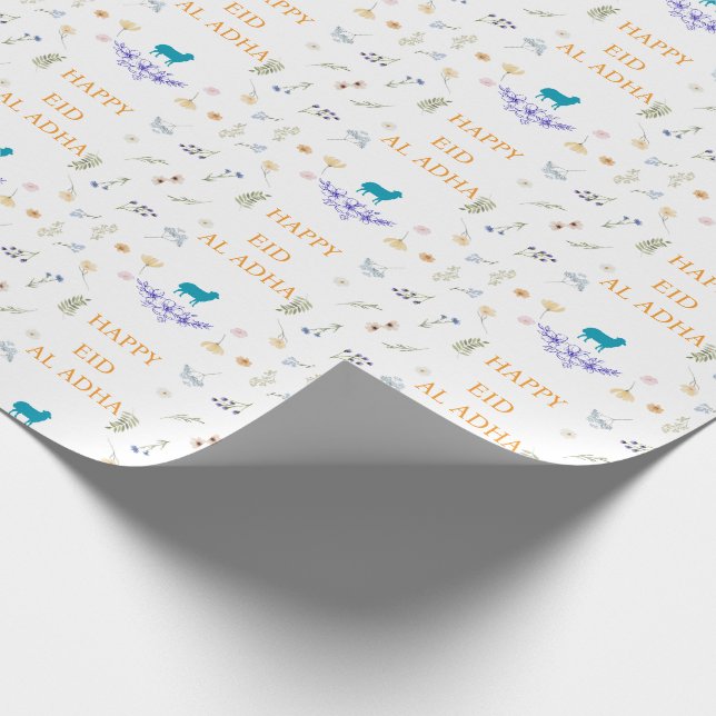 Elegant Floral Eid al-Adha  Wrapping Paper (Corner)