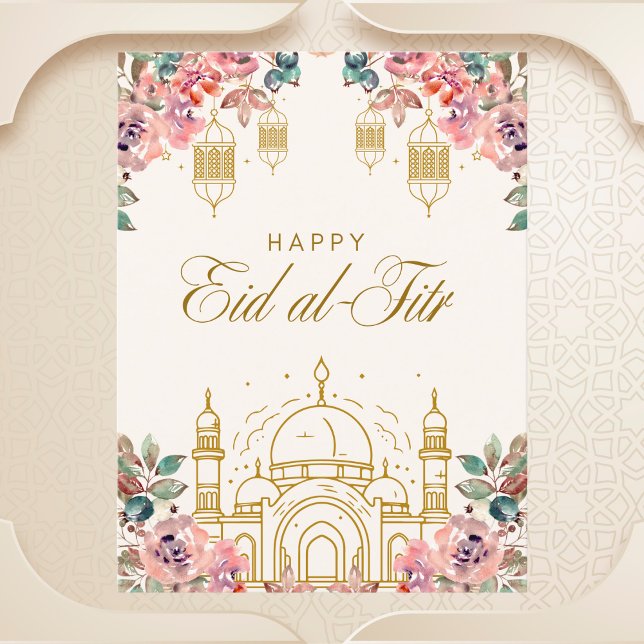 Elegant Floral Eid al-Fitr Greeting Postcard (Creator Uploaded)