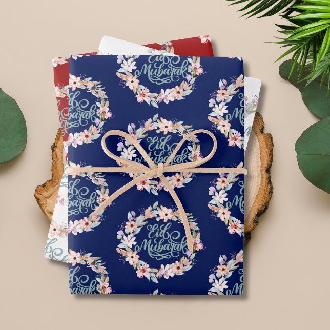  Elegant Floral Eid Mubarak Gift  Wrapping Paper Sheets (Creator Uploaded)