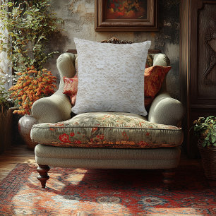 Elegant Floral Embossed Print - Faux Embroidered Throw Pillow