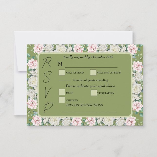 Elegant Floral Embrace RSVP Card (Front)