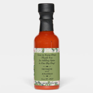Elegant Floral Embrace Wedding Spicy Souvenir Hot Sauces