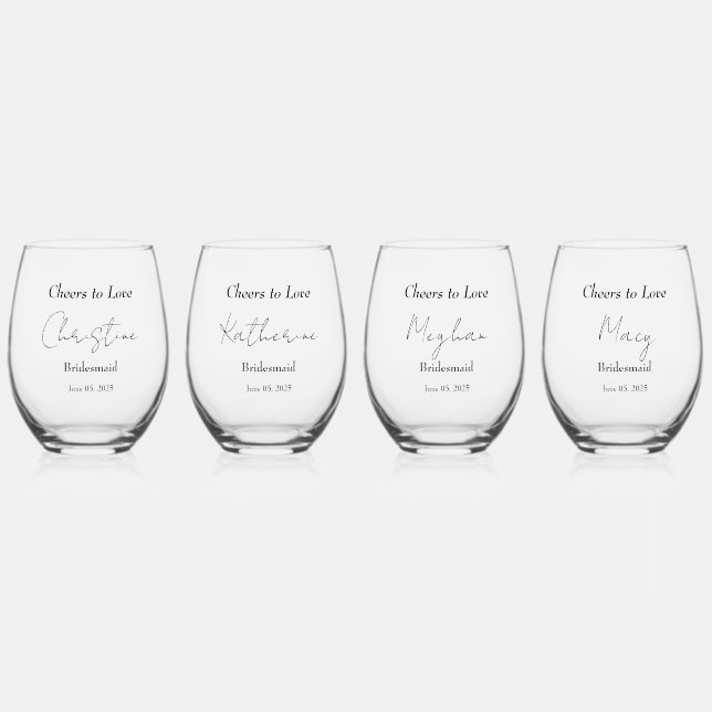 Elegant Floral Embrace Wedding Stemless Wine Glass (Front)