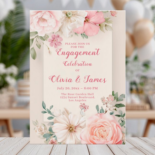 Elegant floral engagement card (Creator Uploaded)