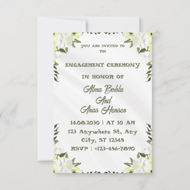 Elegant Floral Engagement Invitation (Front)