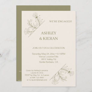 Elegant Floral Engagement Party  Invitation