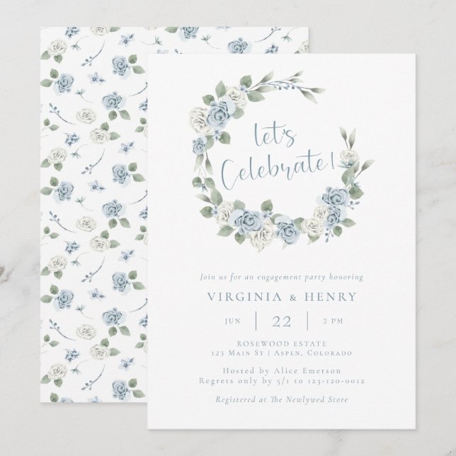 Elegant Floral Engagement Party Invitation (Front/Back)