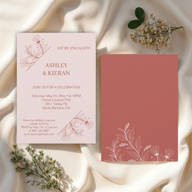Elegant Floral Engagement Party  Invitation (Creator Uploaded)