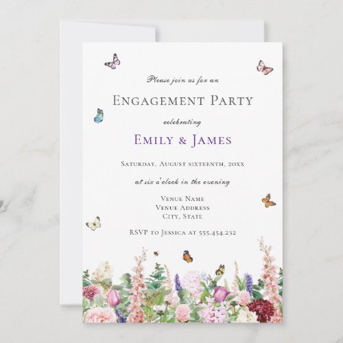 Elegant Floral Engagement Party Invitation
