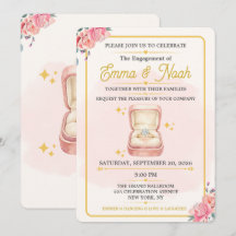 Elegant Floral Engagement Party Invitation Templat