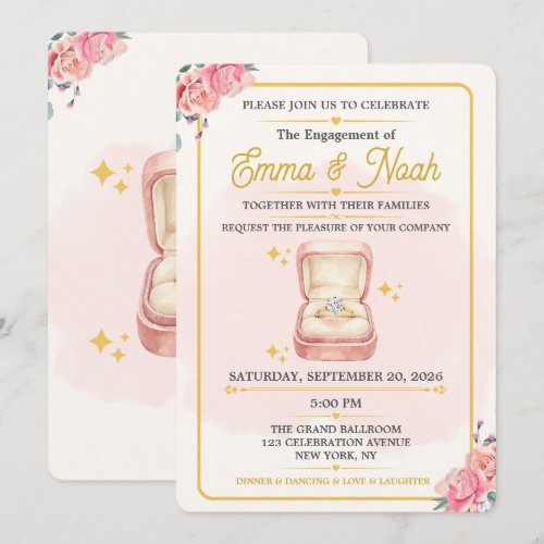 Elegant Floral Engagement Party Invitation Templat