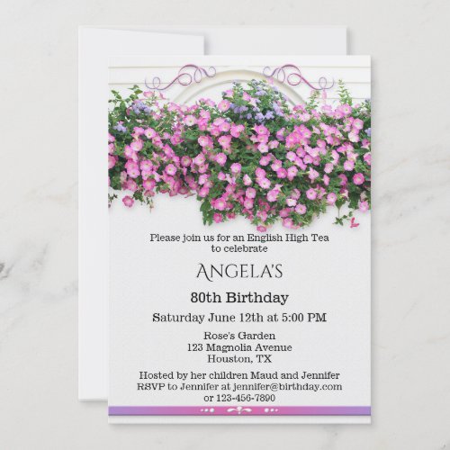 Elegant Floral English Birthday Party Invitation