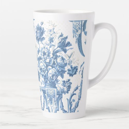 Elegant Floral English Blue White Country Cottage Latte Mug