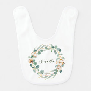Elegant Floral Eucalyptus Greenery Baby Shower  Bib