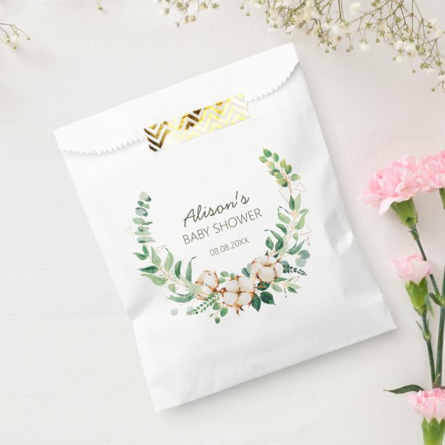 Elegant Floral Eucalyptus Greenery Baby Shower Favor Bag (Sealed)