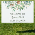 Elegant Floral Eucalyptus Greenery Baby Shower  Si Sign