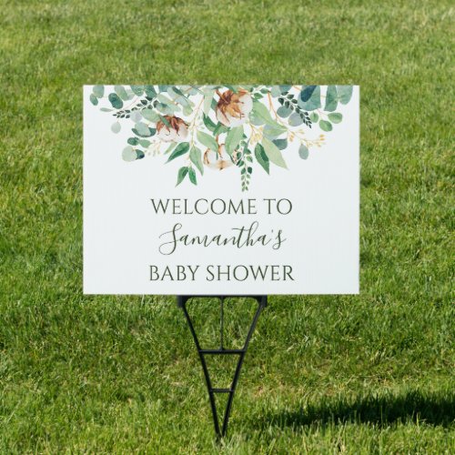 Elegant Floral Eucalyptus Greenery Baby Shower Sign