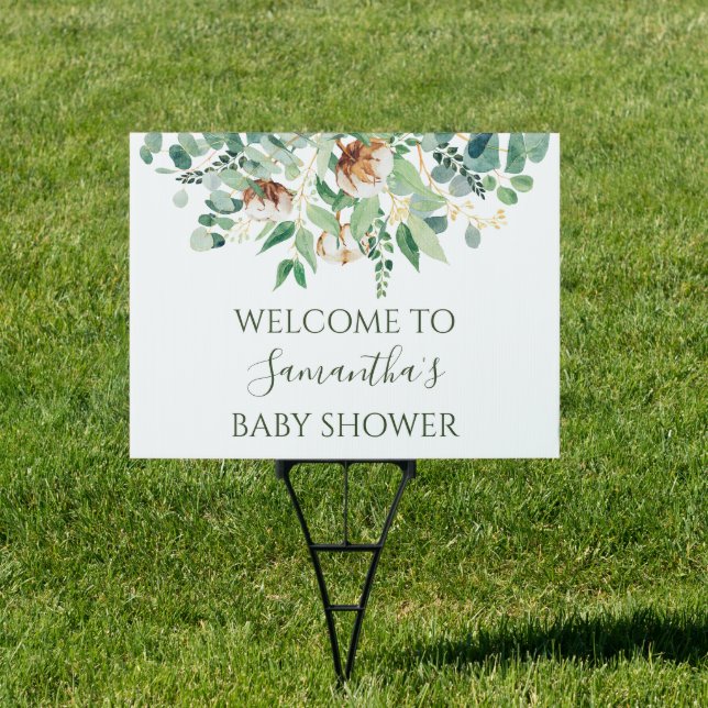 Elegant Floral Eucalyptus Greenery Baby Shower Sign (Insitu)