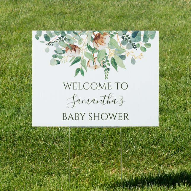 Elegant Floral Eucalyptus Greenery Baby Shower  Sign (Creator Uploaded)